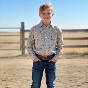 Rock & Roll Denim Vintage '46 Boys Paisley Pearl Snap Shirt Size L